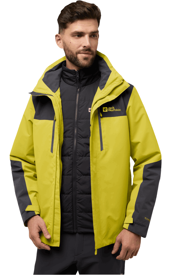 Mann mit 3-in-1 Jacke